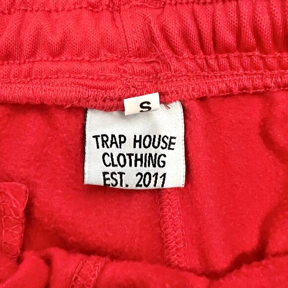 Trap House Red White Sweatpants Track Pants size S Streetwear Athleisure Unisex - Picture 4 of 13
